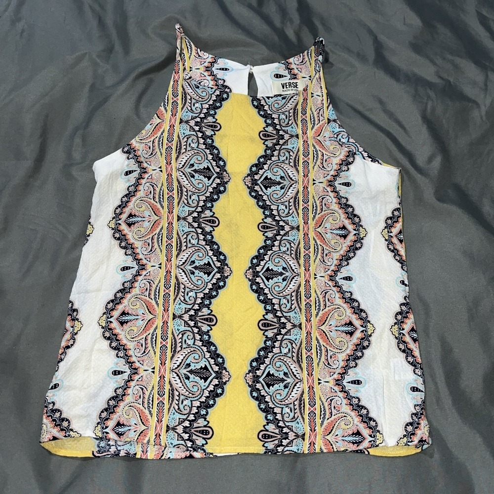Verse Camisole Women's Size Small Tank Top Sleeveless Yellow White Multicolor.‎